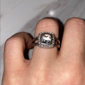 Petite Albion Ring with White Topaz and Diamonds